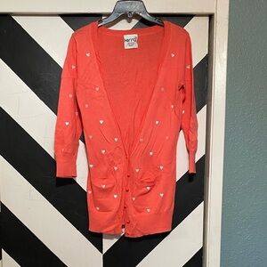 Kirra Hearts Cardigan Sweater 3/4 Sleeve Size S
